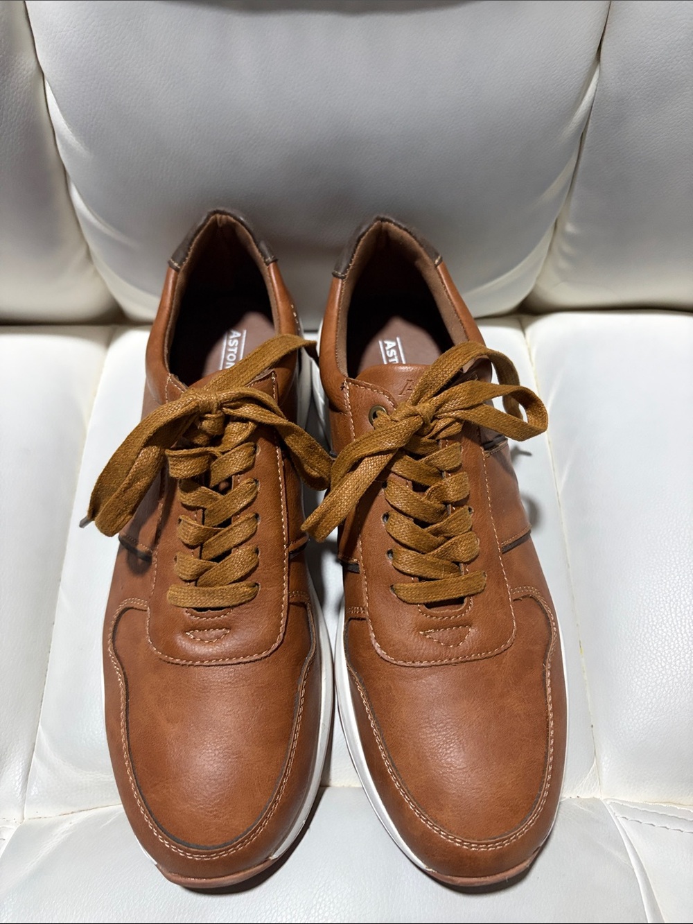 Aston Marc Brown Leather Casual Sneakers -